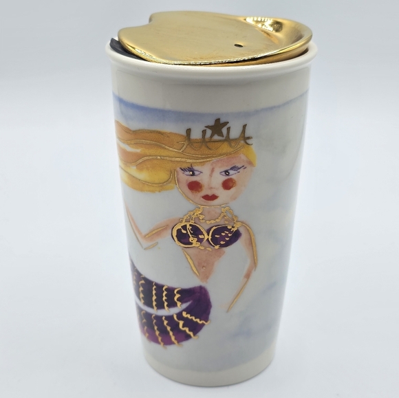 Starbucks 2015 Mermaid Siren Ceramic Tumbler Travel Mug Cup - Picture 2 of 8